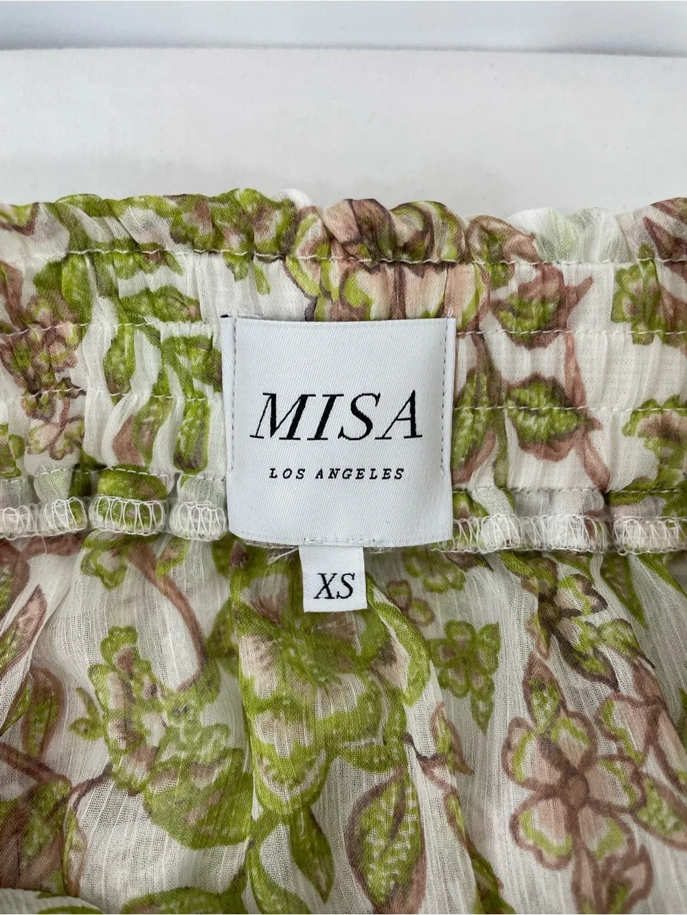 MISA Los Angeles Floral Chiffon Mini Skirt Set XS Boho Peasant Top Romantic Coqu